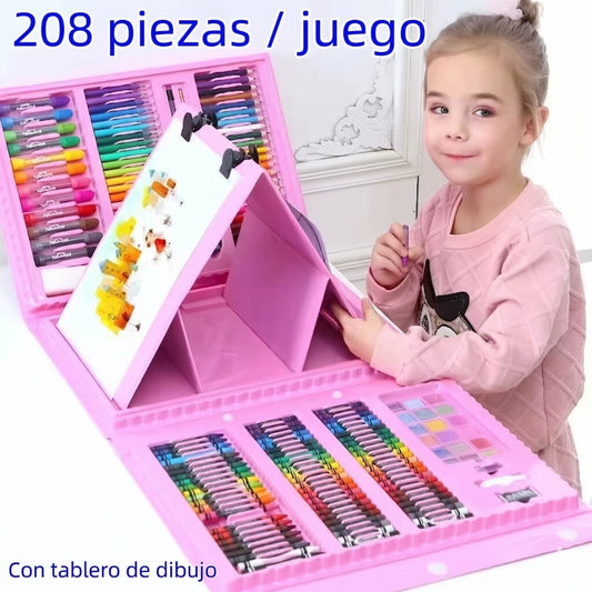 SET DE CRAYONES 208 PCS (ROSA)