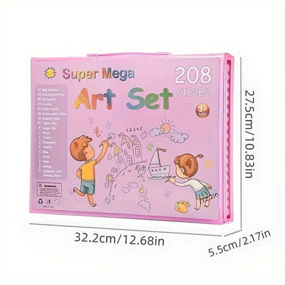 SET DE CRAYONES 208 PCS (ROSA)
