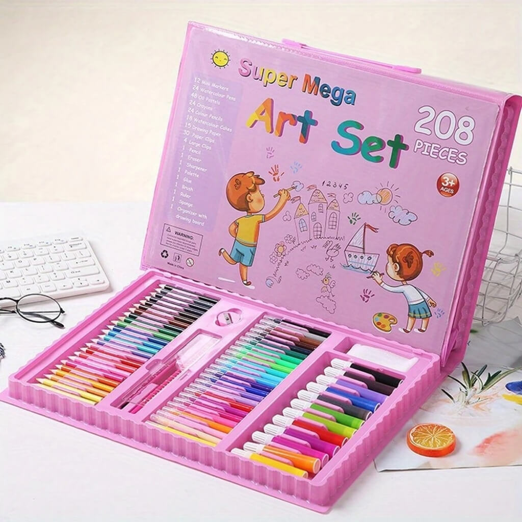 SET DE CRAYONES 208 PCS (ROSA)
